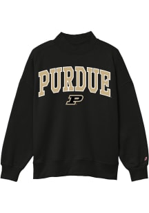 Purdue Boilermakers Womens Black Diana Mock Neck Crew Sweatshirt