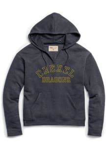 Drexel Dragons Womens Navy Blue V Notch Hooded Sweatshirt