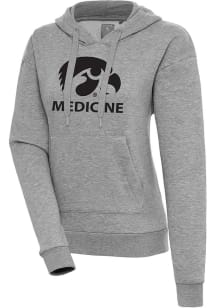 Antigua Iowa Hawkeyes Womens Grey Heather Iowa Medicine Victory Hooded Sweatshirt