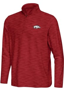 Antigua Arkansas Razorbacks Mens Cardinal Swell Long Sleeve Qtr Zip Pullover