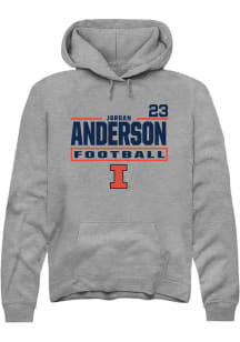 Jordan Anderson Illinois Fighting Illini Mens Graphite Football NIL Stacked Box Player Hood