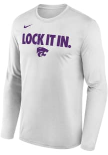 Nike K-State Wildcats White Basketball Postseason Bench Long Sleeve T-Shirt