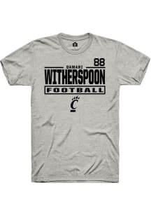 DaMari Witherspoon Cincinnati Bearcats Ash Football NIL Stacked Box Short Sleeve Player T Shirt