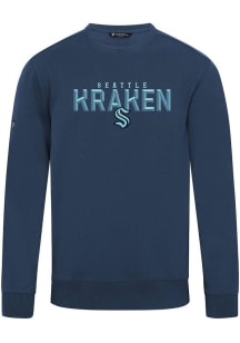 Levelwear Seattle Kraken Mens Navy Blue Zane Carve Long Sleeve Crew Sweatshirt