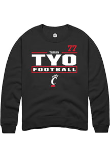 Taran Tyo Cincinnati Bearcats Mens Black Football NIL Stacked Box Player Crew