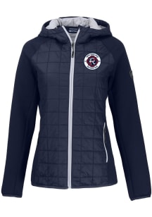 Cutter and Buck New England Revolution Womens Navy Blue Rainier PrimaLoft Hybrid Medium Weight Jac..