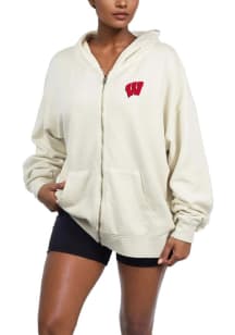 Wisconsin Badgers Womens White French Terry Long Sleeve Full Zip Jacket