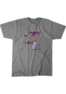 Justin Jefferson LSU Tigers Grey Football Football Griddy Short Sleeve Fashion Player T Shirt