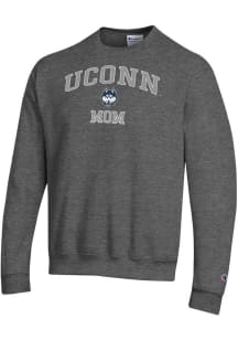 Champion UConn Huskies Mens Charcoal Mom Powerblend Long Sleeve Crew Sweatshirt