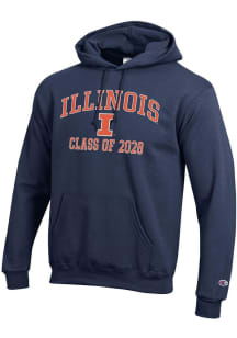 Champion Illinois Fighting Illini Mens Navy Blue Font Class of 2028 Powerblend Long Sleeve Hoodie