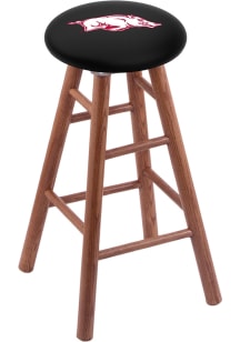 Arkansas Razorbacks Round Cushion Oak Pub Stool - Brown