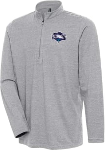 Antigua Greensboro Swarm Mens Grey Heather Peak Long Sleeve Qtr Zip Pullover
