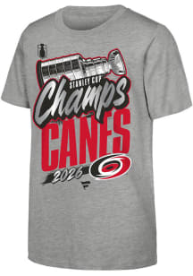 Carolina Hurricanes Youth Grey Heather 2026 Stanley Cup Champs Authentic Locker Room Short Sleeve..