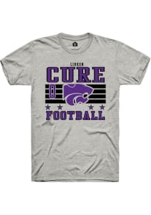 Linkon Cure K-State Wildcats Ash Football NIL Striped Short Sleeve Player T Shirt