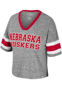 Colosseum Nebraska Cornhuskers Womens Grey Heather Grimmerie Short Sleeve T-Shirt