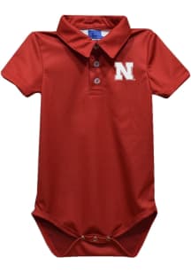 Vive La Fete Nebraska Cornhuskers Baby Red Team Short Sleeve One Piece Polo