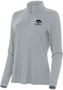 Antigua Iowa Hawkeyes Womens Ash Football Intent Qtr Zip