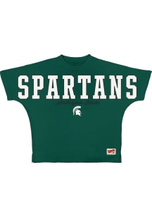 Pressbox Michigan State Spartans Womens Green Flannigan Short Sleeve T-Shirt