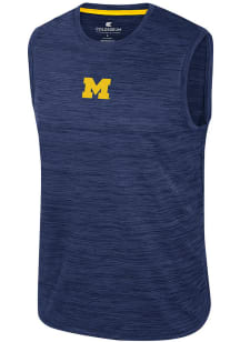 Colosseum Michigan Wolverines Mens Navy Blue Stilgar Short Sleeve Tank Top