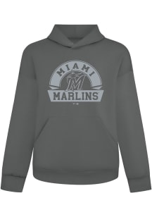 Levelwear Miami Marlins Mens Grey Luxe Signature Hoodie Banner Arch Fashion Hood