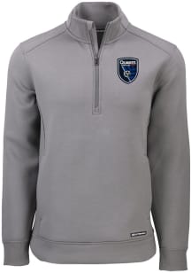 Cutter and Buck San Jose Earthquakes Mens Graphite Roam Long Sleeve Qtr Zip Pullover