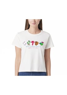 Philadelphia Phillies Womens White High-Waisted Short Sleeve T-Shirt