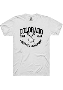 Summit Sportswear Colorado Buffaloes White Big 12 Lacrosse Champions 2026 Short Sleeve T Shirt