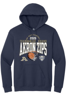 Summit Sportswear Akron Zips Mens Navy Blue MAC 2026 MBB Tournament Bound Long Sleeve Hoodie