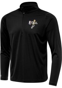 Antigua San Antonio Spurs Mens Black 2026 NBA Finals  Tribute Long Sleeve Qtr Zip Pullover