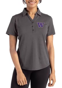 Cutter and Buck Washington Huskies Womens Black Forge Eco Polo Short Sleeve Polo Shirt