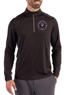 Cutter and Buck Inter Miami CF Mens Black Coastline Long Sleeve Qtr Zip Pullover