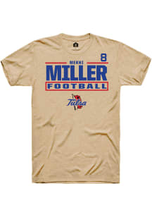 Mekhi Miller Tulsa Golden Hurricane Brown Football NIL Stacked Box Short Sleeve Player T Shirt