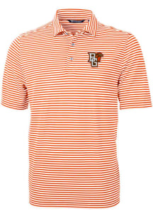 Cutter and Buck Bowling Green Falcons Mens Orange Virtue Stripe Pique Short Sleeve Polo