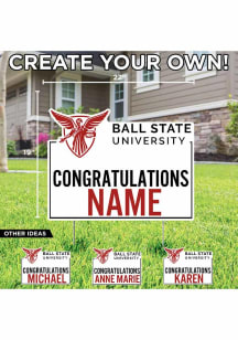 Ball State Cardinals Custom Grad Yard Sign - White
