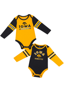Colosseum Iowa Hawkeyes Baby Black Snickers LS One Piece