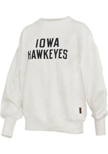 Pressbox Iowa Hawkeyes Womens White Eleanor Crew Sweatshirt