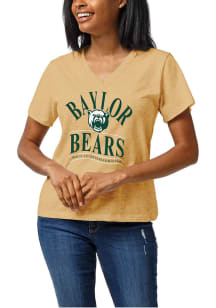 League Baylor Bears Womens Gold Intramural V Short Sleeve T-Shirt