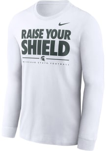 Nike Michigan State Spartans White Football Official 2025 Football Fan Tee Long Sleeve T Shirt