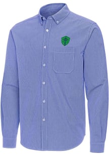 Antigua Seattle Sounders FC Mens Blue Porter Long Sleeve Dress Shirt