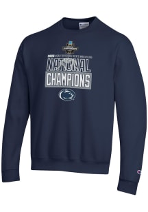 Champion Penn State Nittany Lions Mens Navy Blue Wrestling National Champs Powerblend Long Sleeve..