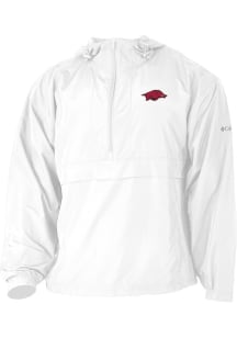 Columbia Arkansas Razorbacks Mens White Heat Seal Prodigy Long Sleeve Qtr Zip Pullover