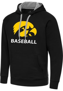 Antigua Iowa Hawkeyes Mens Black Baseball  Victory Long Sleeve Hoodie