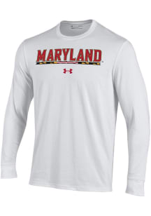 Under Armour Maryland Terrapins White Maryland Bar Performance Long Sleeve T Shirt