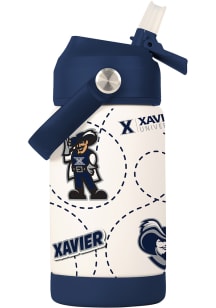 Xavier Musketeers Mascot 12 oz Kids Stainless Steel Bottle - Navy Blue