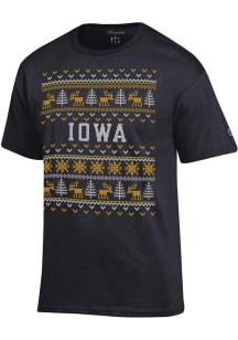 Champion Iowa Hawkeyes Black Christmas Short Sleeve T Shirt