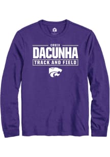Croix DaCunha K-State Wildcats Purple NIL Stacked Box Long Sleeve Player T Shirt