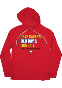 BreakingT Maryland Terrapins Mens Red Football Crab Cakes And Old Bay Football Stack Long Sleeve H..