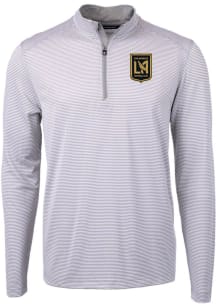 Cutter and Buck Los Angeles FC Mens Grey Virtue Eco Pique Stripe Big and Tall Qtr Zip