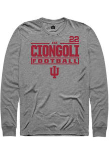 Ace Ciongoli Indiana Hoosiers Graphite Football NIL Stacked Box Long Sleeve Player T Shirt