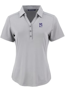 Cutter and Buck Northwestern Wildcats Womens Ash Forge Eco Polo Short Sleeve Polo Shirt